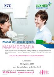 Bezpłatne badania mammograficzne dla kobiet w styczniu 2018 - Limanowa
